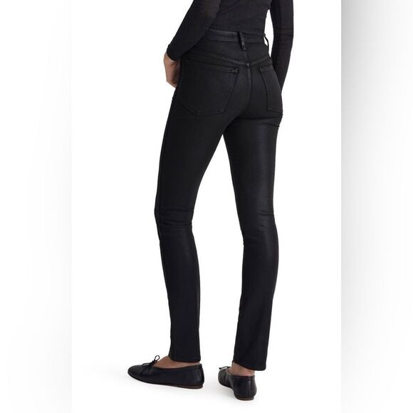 NEW Madewell Black Coated High Rise Waist Stovepipe Jeans Size 24 NWT - Picture 15 of 16